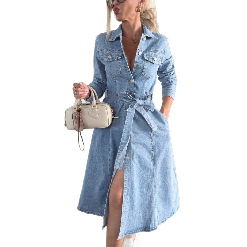 Zayne | Damen-Jeanskleid mit Knopfleiste und langen Ärmeln