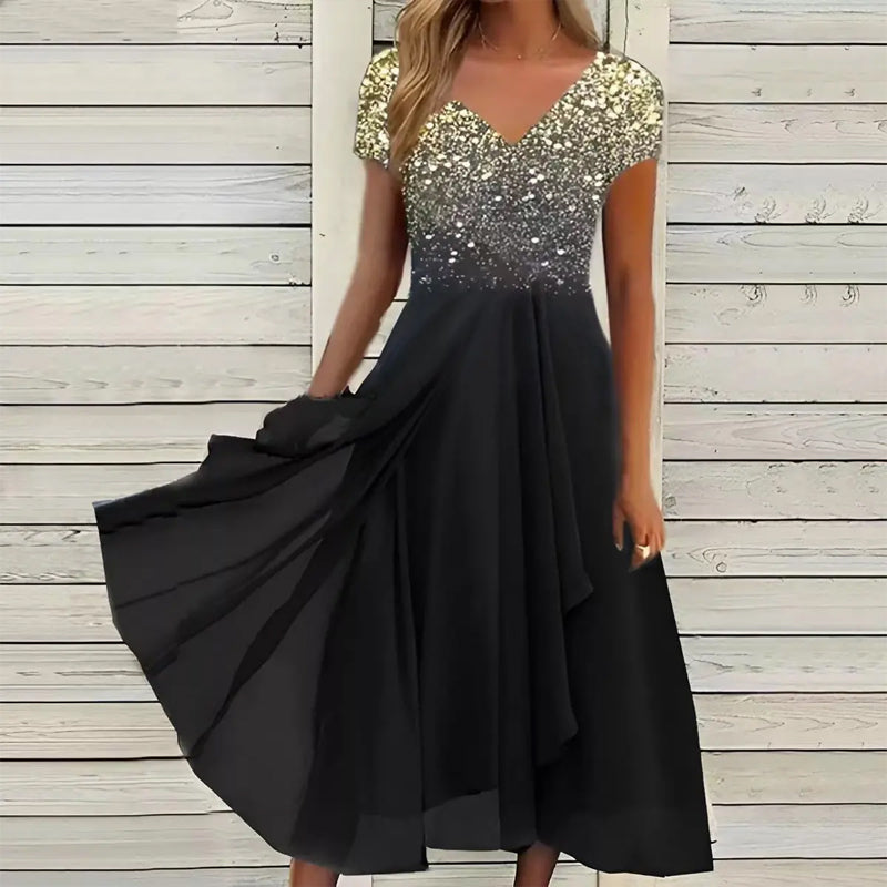Kyleigh | Elegantes Kleid mit V-Ausschnitt und Muster