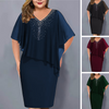 Mana | Strass-Cape-Kleid mit V-Ausschnitt und Chiffon-Überzug