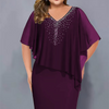 Mana | Strass-Cape-Kleid mit V-Ausschnitt und Chiffon-Überzug