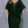 Mana | Strass-Cape-Kleid mit V-Ausschnitt und Chiffon-Überzug