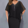 Mana | Strass-Cape-Kleid mit V-Ausschnitt und Chiffon-Überzug