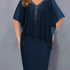 Mana | Strass-Cape-Kleid mit V-Ausschnitt und Chiffon-Überzug