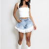 Zoie | Damen-Sommer-Jeansshorts mit Spitzenbesatz