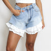 Zoie | Damen-Sommer-Jeansshorts mit Spitzenbesatz