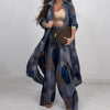 Dawn | Modisches 2-teiliges Set mit Druck: Langarm-Bluse und Weitbeinhose