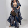 Dawn | Modisches 2-teiliges Set mit Druck: Langarm-Bluse und Weitbeinhose