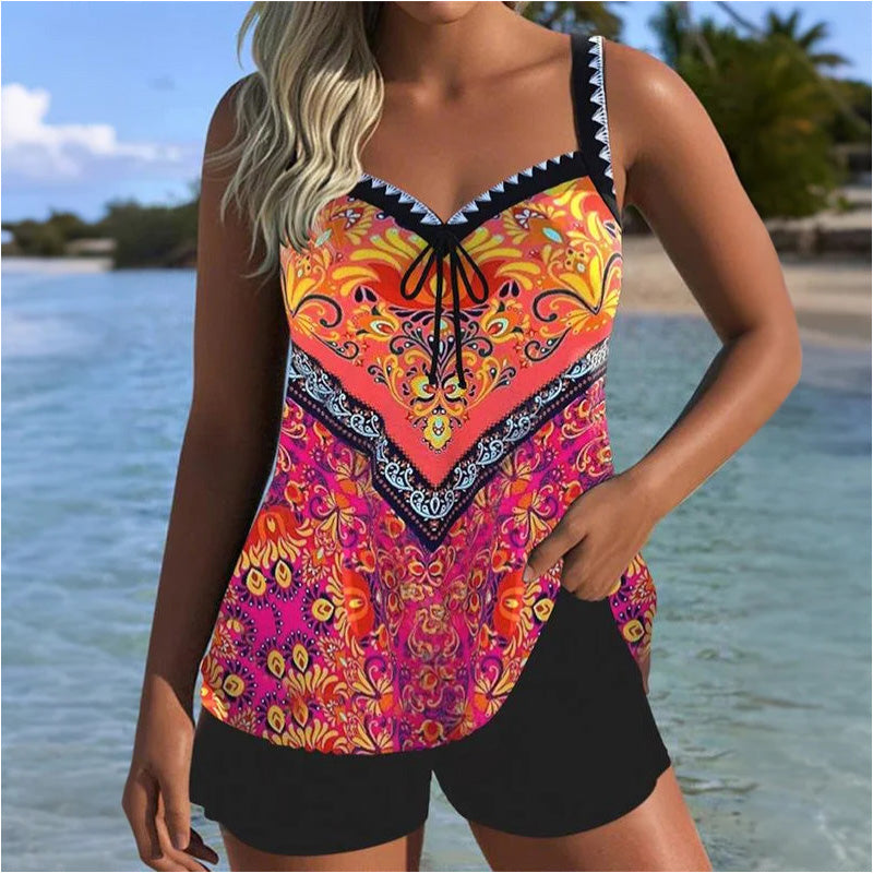 Reign | Bedruckter Badeanzug-Oberteil und Shorts-Set