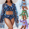 Emmett | Damen 3-teiliger Bikini-Set mit Cover-Up-Oberteil