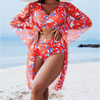 Emmett | Damen 3-teiliger Bikini-Set mit Cover-Up-Oberteil