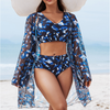 Emmett | Damen 3-teiliger Bikini-Set mit Cover-Up-Oberteil