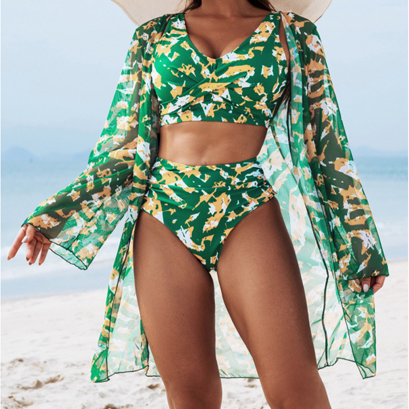 Emmett | Damen 3-teiliger Bikini-Set mit Cover-Up-Oberteil