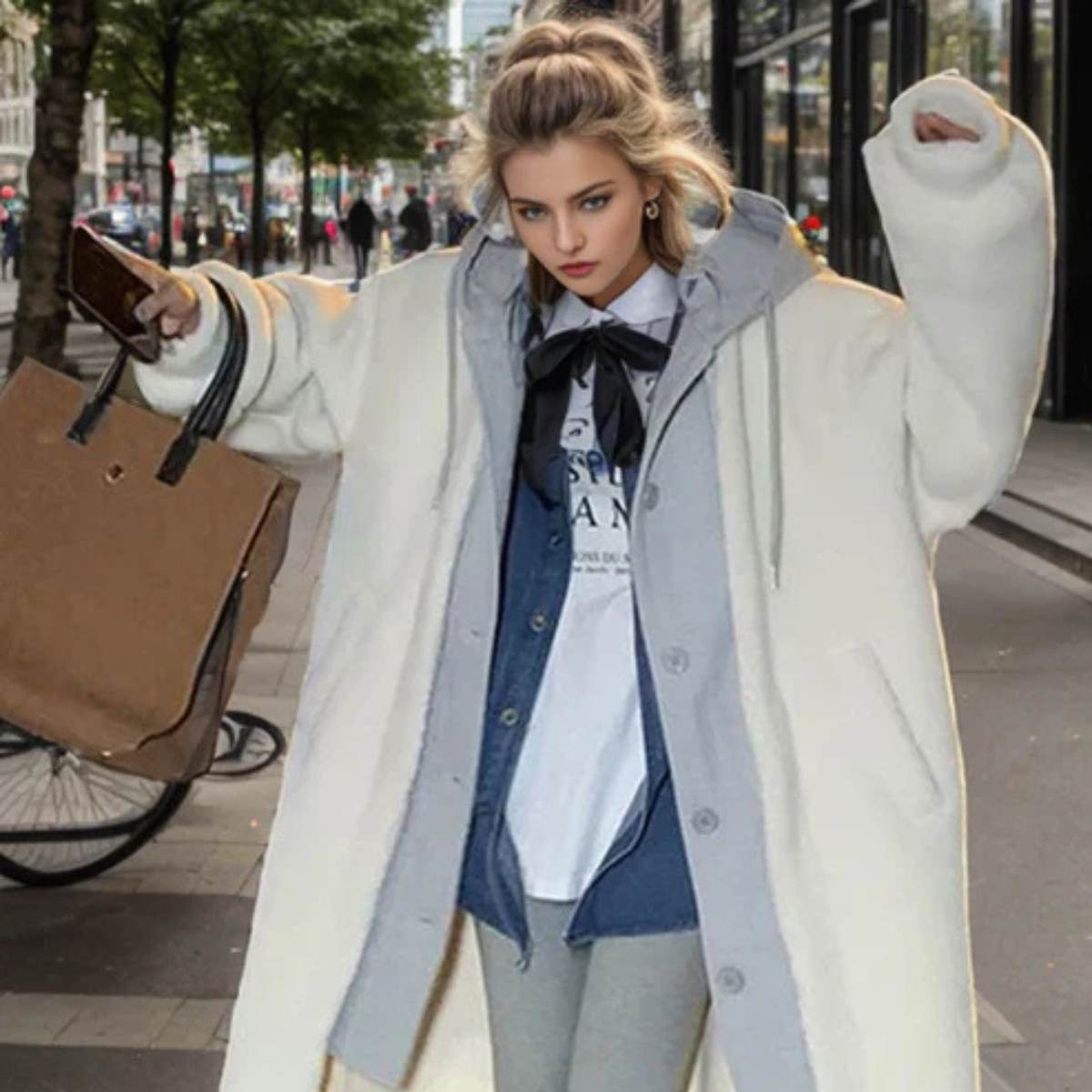 DEVI | Alltagsmantel im Oversized-Look mit Sherpa-Futter