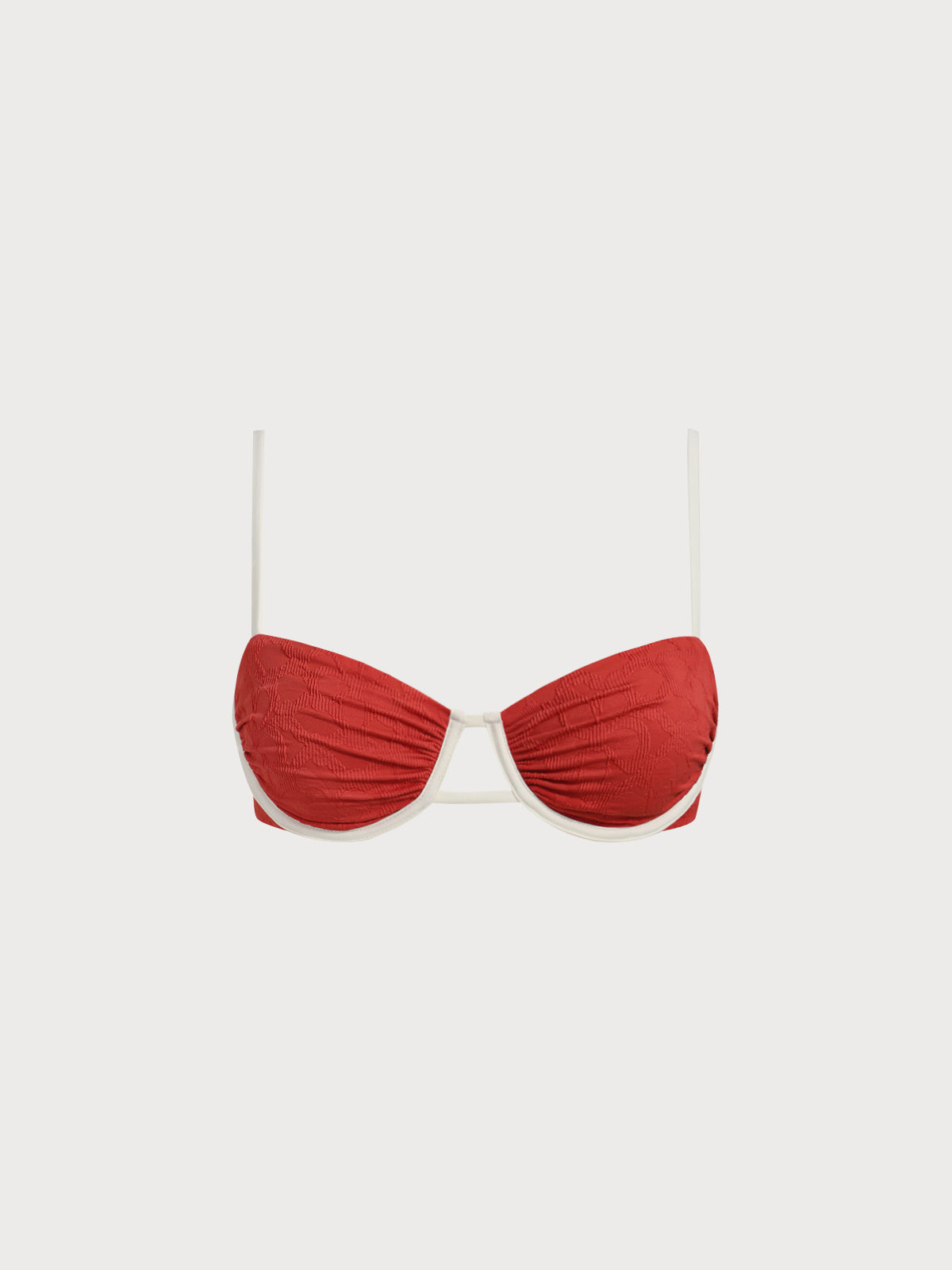 Paola | Backsteinrotes Jacquard-Bikini-Oberteil mit Bügel
