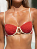 Paola | Backsteinrotes Jacquard-Bikini-Oberteil mit Bügel